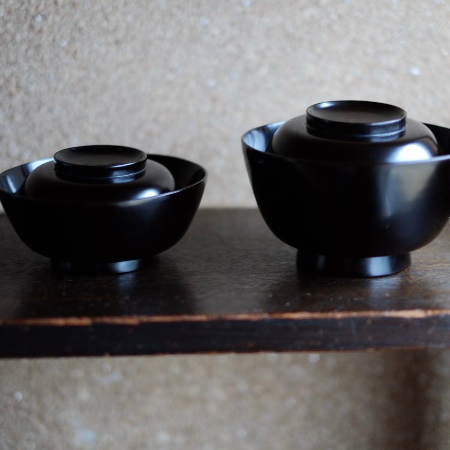 未使用】輪島塗 熊野茂次 蔦蒔絵/蔦文 四つ椀5客 入れ子椀 布着本堅地