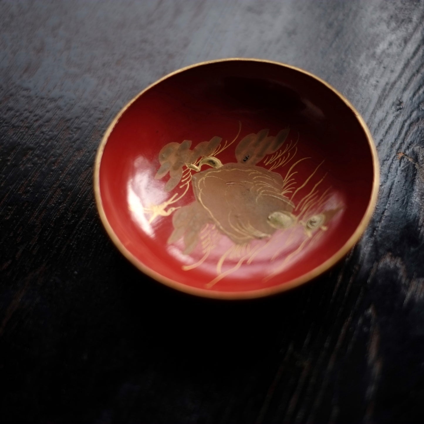 明治時代漆器 蓑亀蒔絵 金蒔絵 菓子椀2客 アンティーク 骨董 明治時代