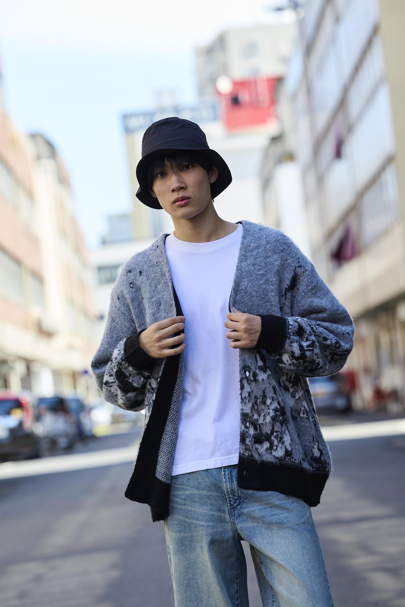 SALE40%OFF／【Holiday Walk】メンズ モヘア混ジャガードニット