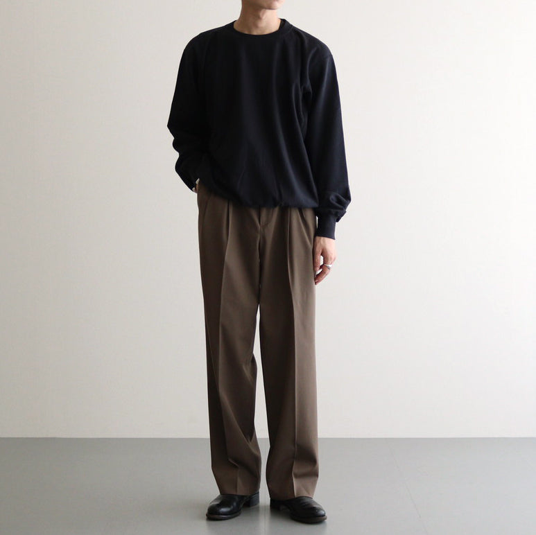 LIGHT WOOL MAX GABARDINE TWO-TUCK SLACKS #TOP BROWN [A24AP03MG