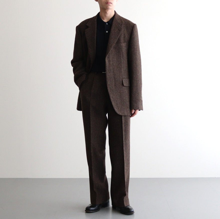 LAMA SHETLAND WOOL TWEED OVER JACKET #BROWN TWEED [A24AJ02LS