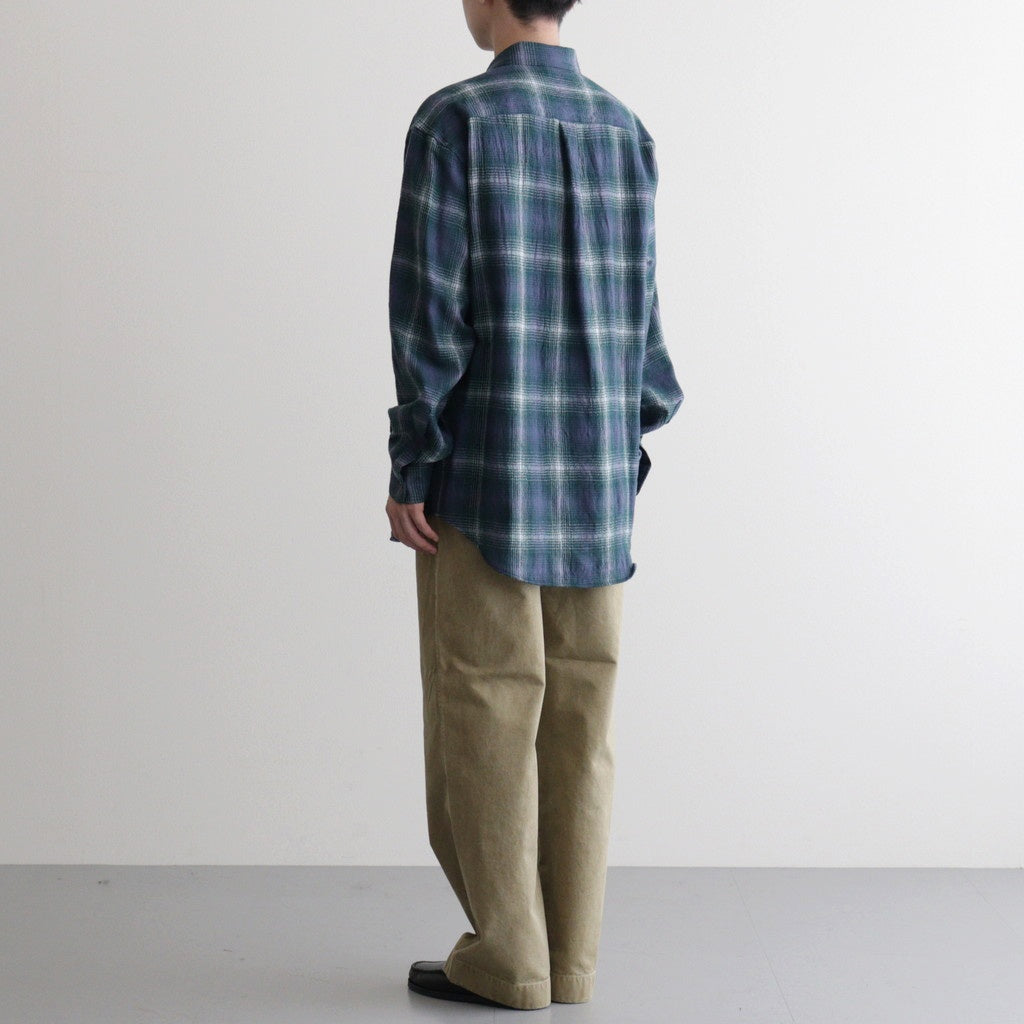 AIRY WOOL CHECK SHIRT #FOREST GREEN × NAVY [A25AS01WN] – ciacura