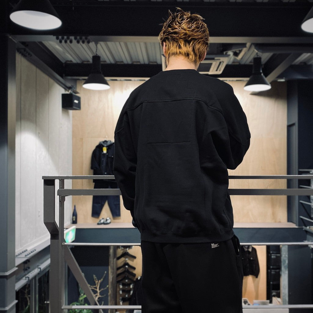 COTTON TRACK CREW NECK #BLACK [CES27CS03] – cocorozashi