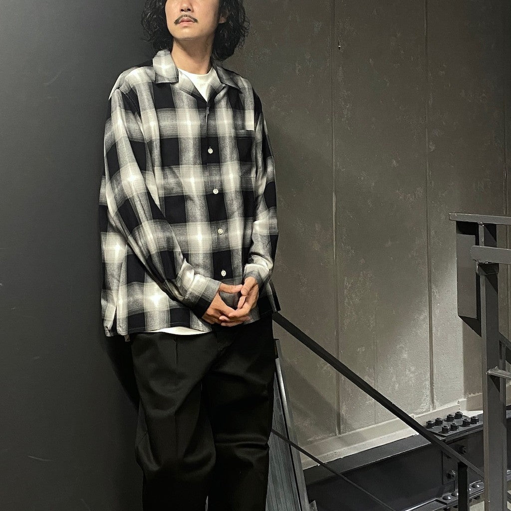 OMBRE CHECK OPEN COLLAR SHIRT L/S ( TYPE-1 ) #GRAY [24FW-WMS-OC01