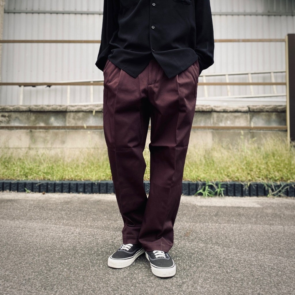 DOUBLE PLEATED CHINO TROUSERS ( TYPE-1 ) #BURGUNDY [25FW-WMP-PT01