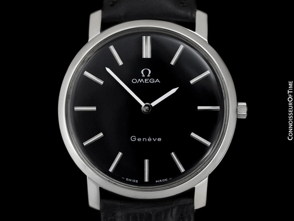 1973 Omega Geneve Vintage Mens Handwound Black Dial Dress Watch