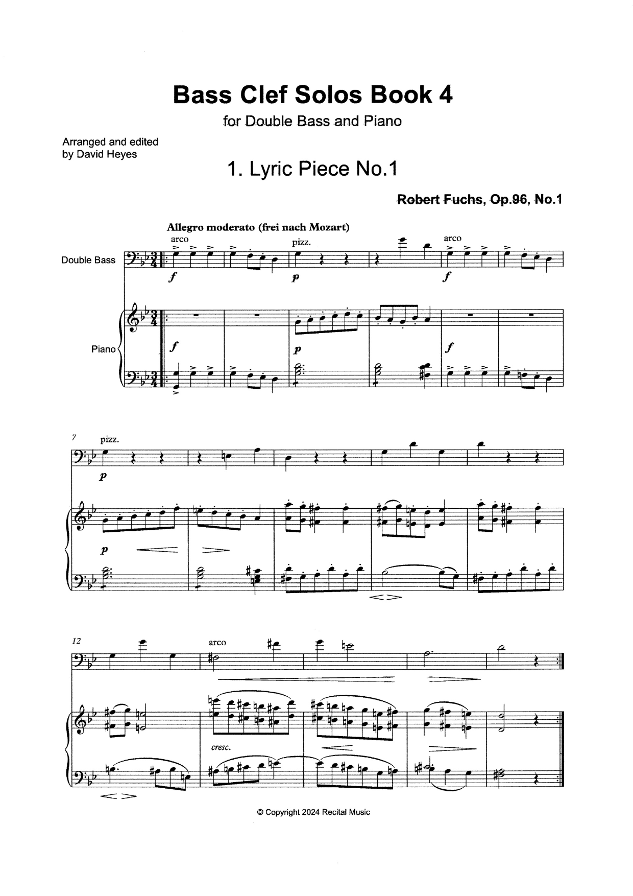 Bass Clef Solos Book 4: 10 pieces for double bass & piano (Heyes