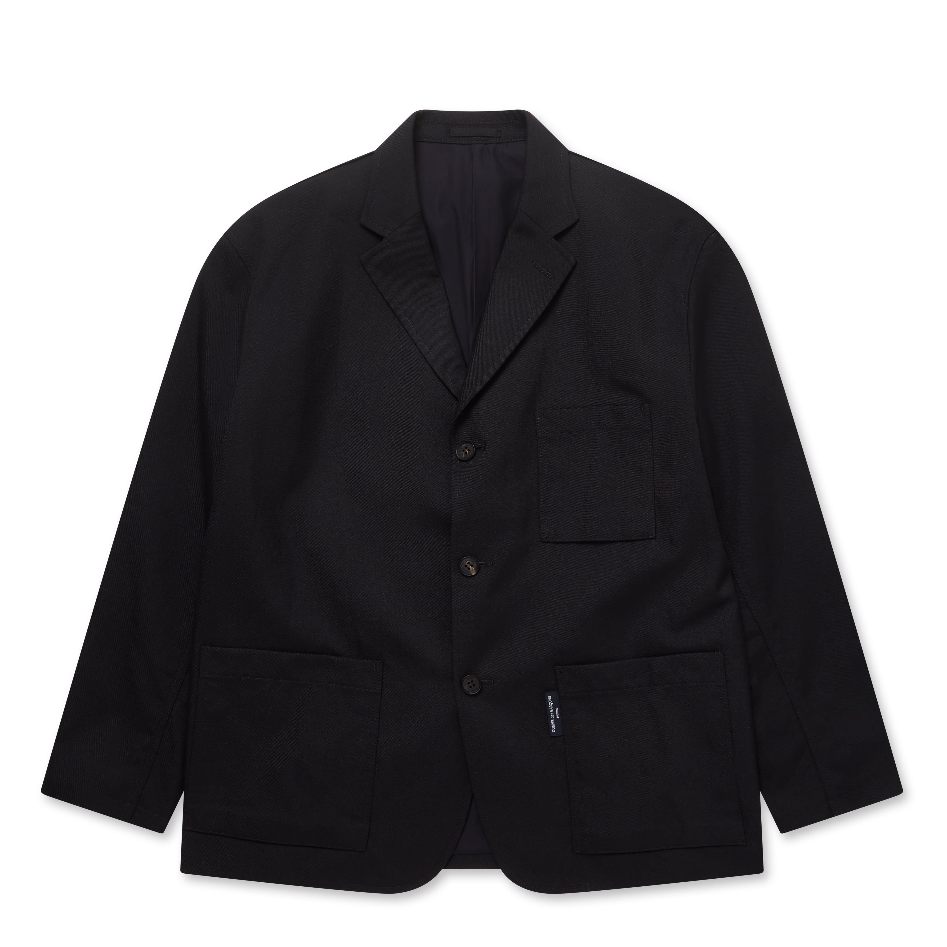CDG Homme: Polyester Wool Garbadine Relaxed Jacket (Navy) | DSML E