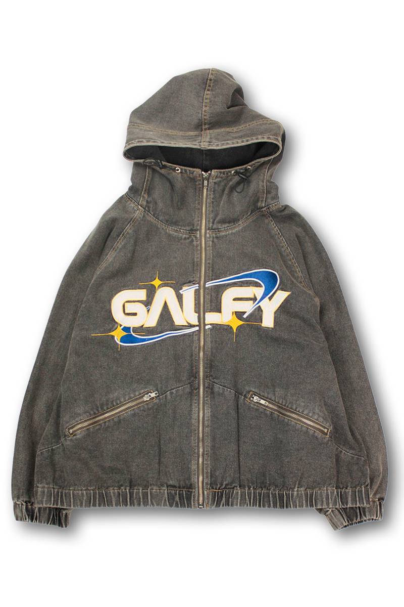 GALFY (ガルフィー) ダーティーデニムフードジャケット BROWN / ロック