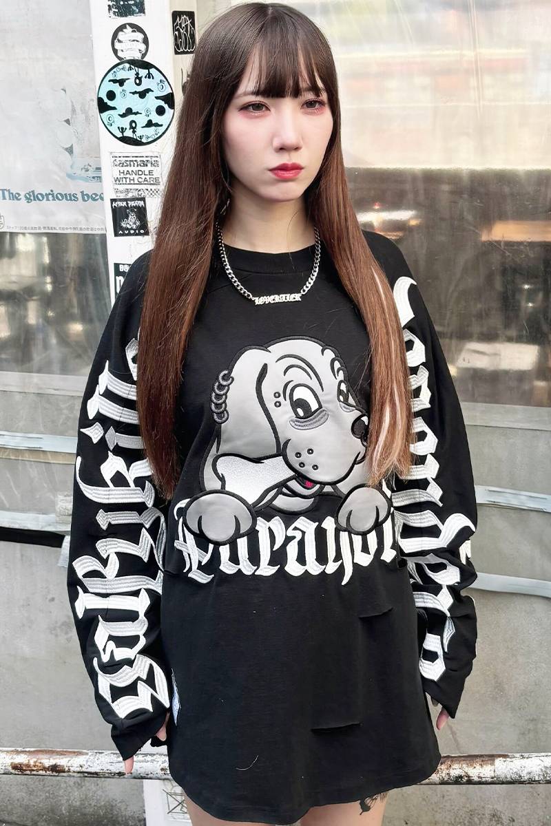 GALFY (ガルフィー) 病みに染まりしロンTee BLACK / ロック
