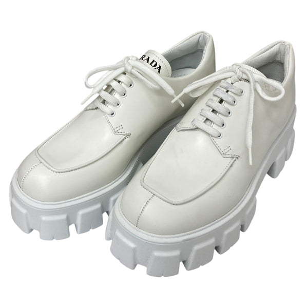PRADA(プラダ) モノリスレースアップシューズ ホワイト サイズ 40