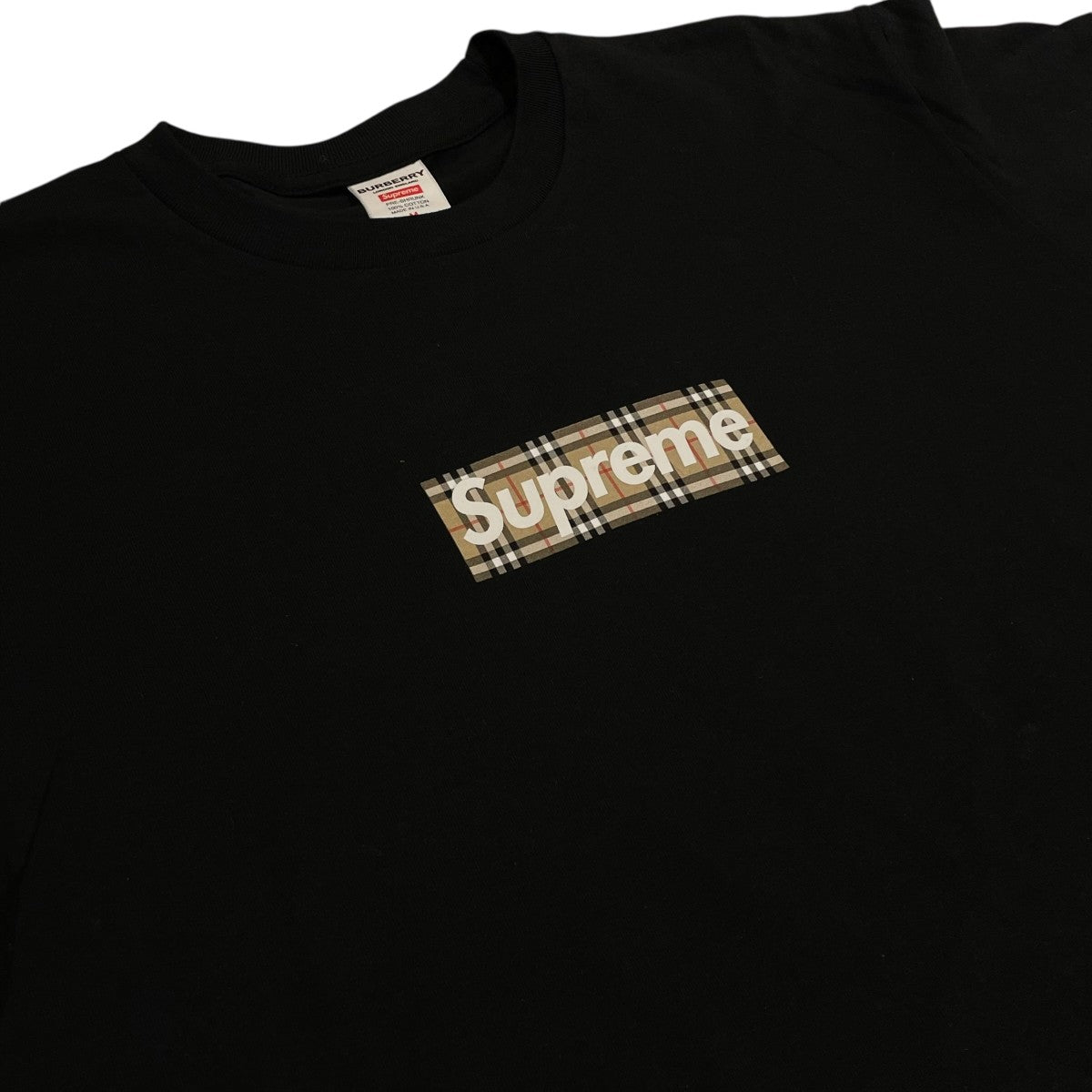 Supreme×BURBERRY ボックスロゴ半袖Tシャツ ブラック サイズ SIZE M