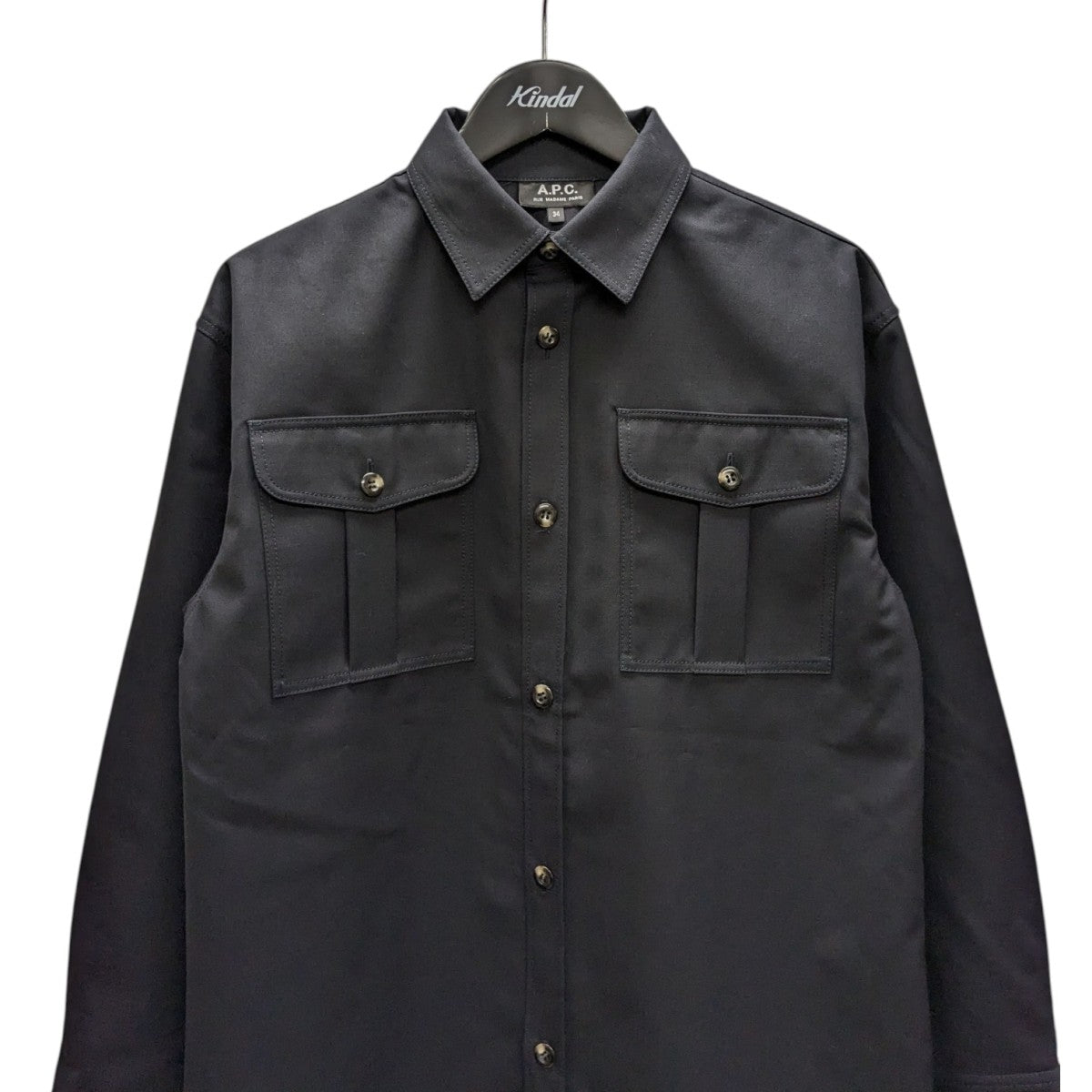 a.p.c. チェックウールシャツ ネルシャツ ウインドウペンシル ネイビー