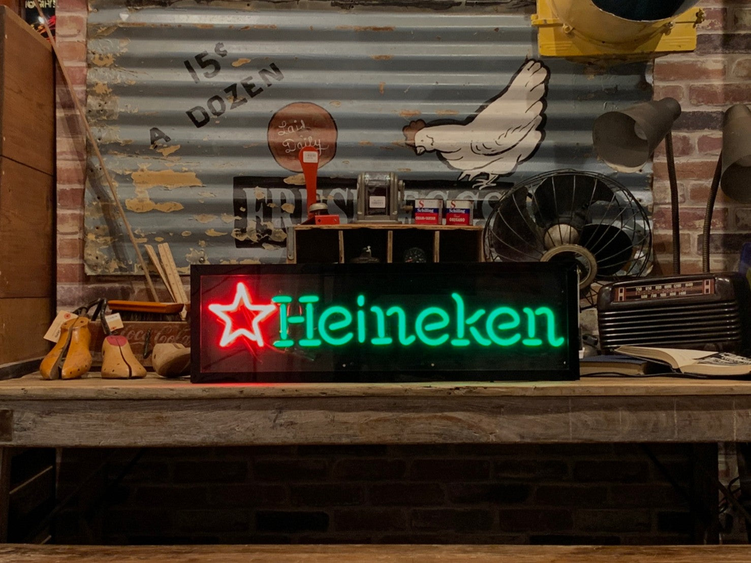 当時物Heineken ネオン管看板 アメリカ雑貨 レトロ 当時物Heineken