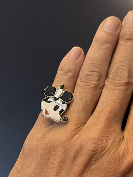 Zuni Inlay Faced Indian Mickey Mouse Adjustable Ring by Don Dewa
