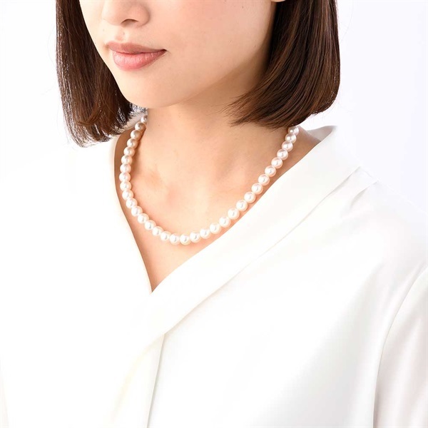 Tokyo Pearl 8.0×8.5mm SV あこや真珠 花珠ネックレス＜リゾート