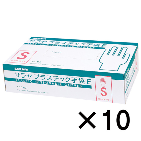サラヤ｜【まとめ買い】プラスチック手袋E 粉無100枚入 XLサイズ 10個