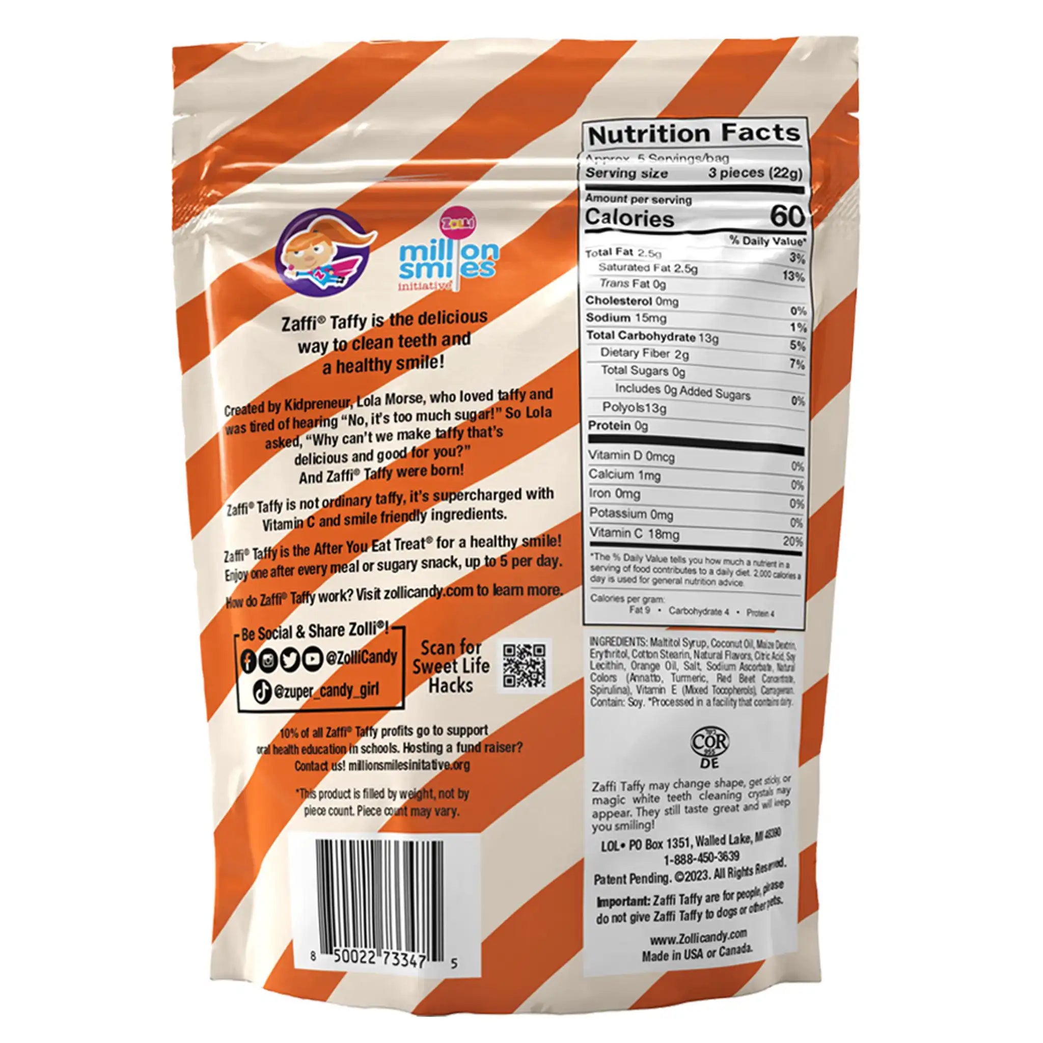 Zaffi® Taffy Sugar Free Taffy Orange Cream 5oz – Zollicandy