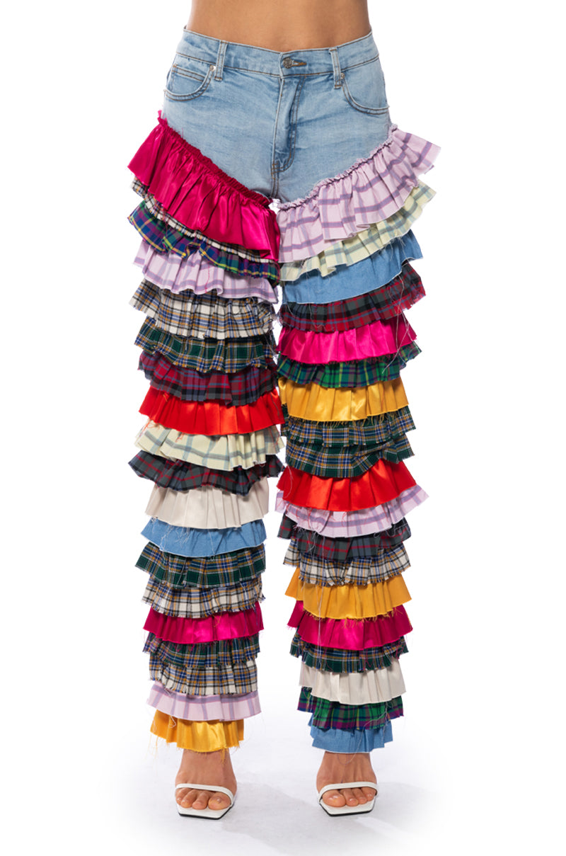TIME TO DANCE RUFFLE FASHION JEANS – AKIRA