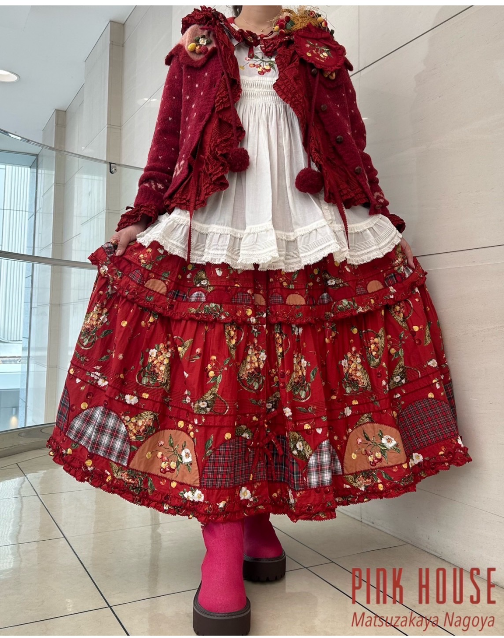 野ばらとチェリープリントパッチワークワンピース*〜 | ピンクハウス
