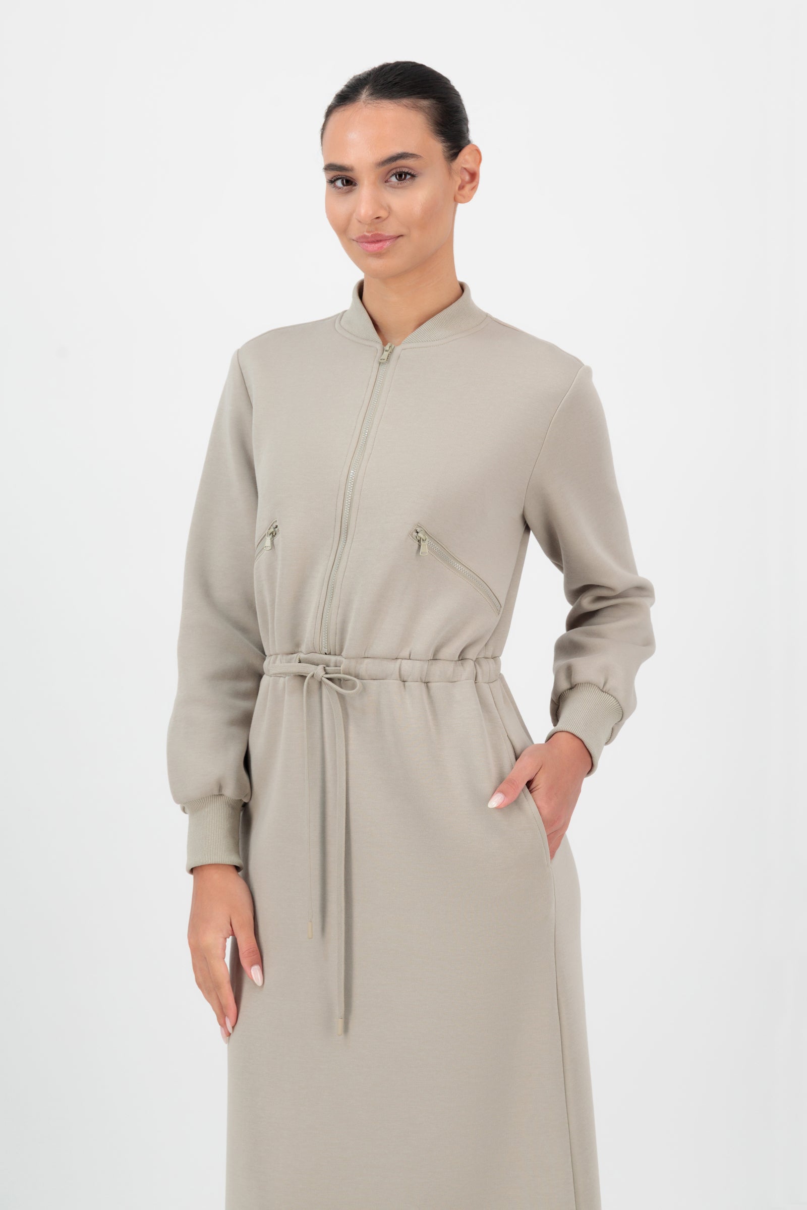 FARES Half Zip Sweatshirt Dress - Halwa | Elevated Sweatshirt