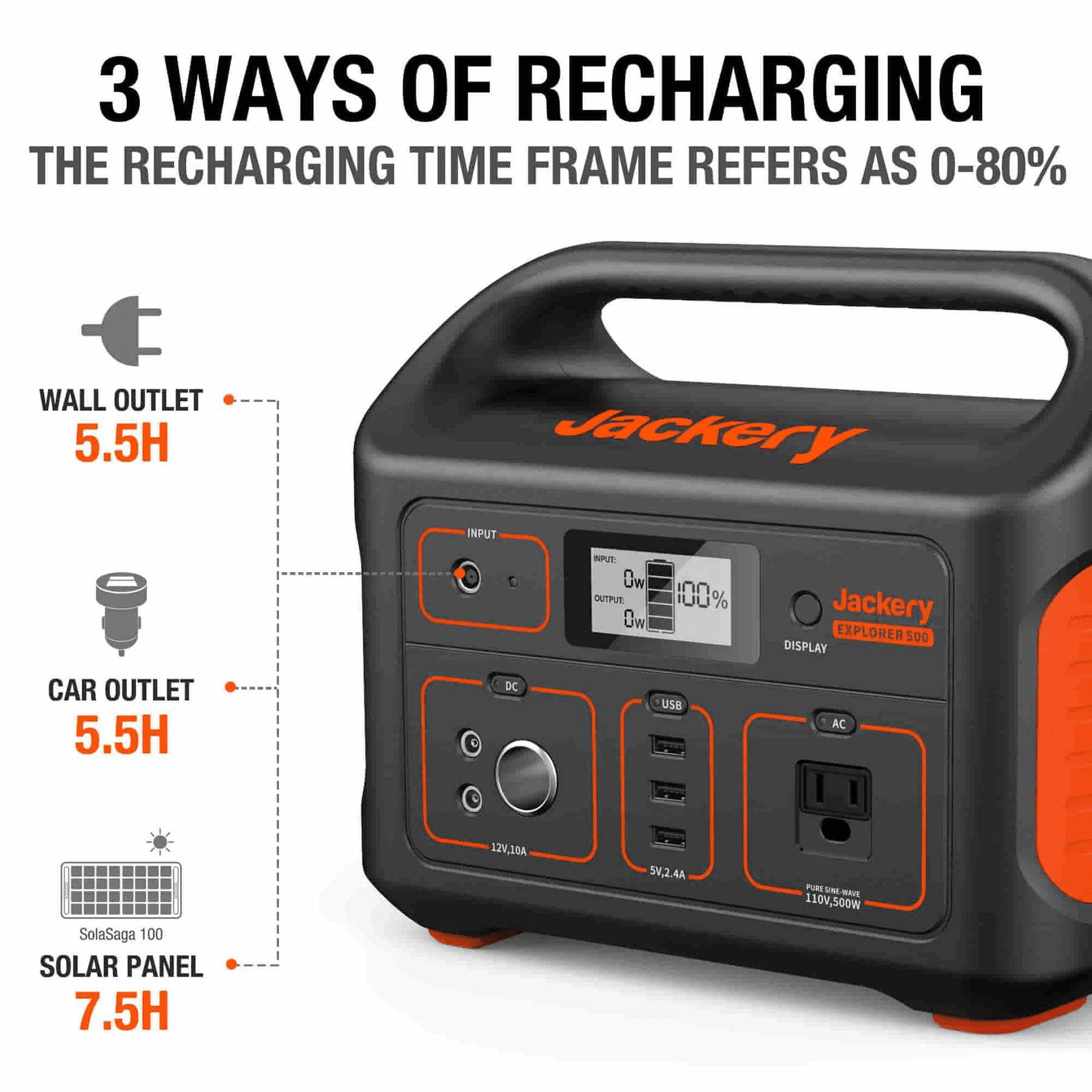 Jackery Explorer 500 - 500W/518Wh Portable Solar Power Station | 3