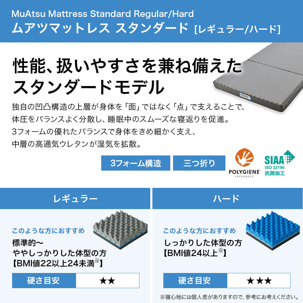 ムアツ マットレス シングル ムアツ布団 折りたたみ 三つ折り ムアツ