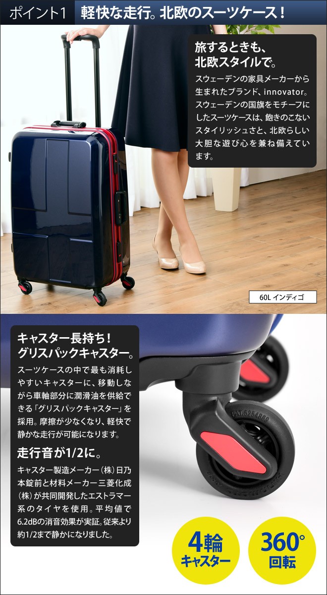 innovator（イノベーター） スーツケース キャリーバッグ 60L INV58