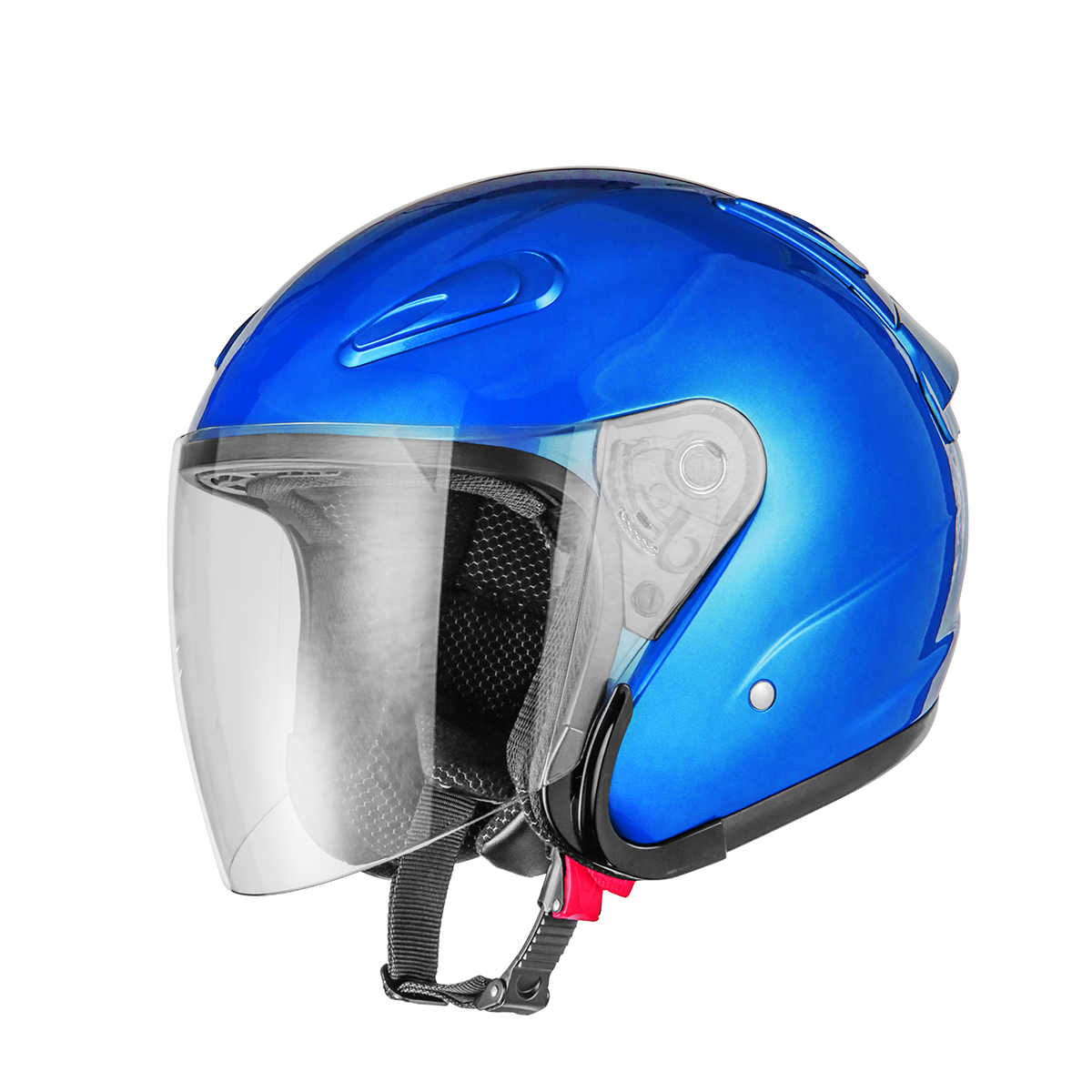 バイクヘルメット エアロフォルムジェットヘルメット ブルー 青 L 59