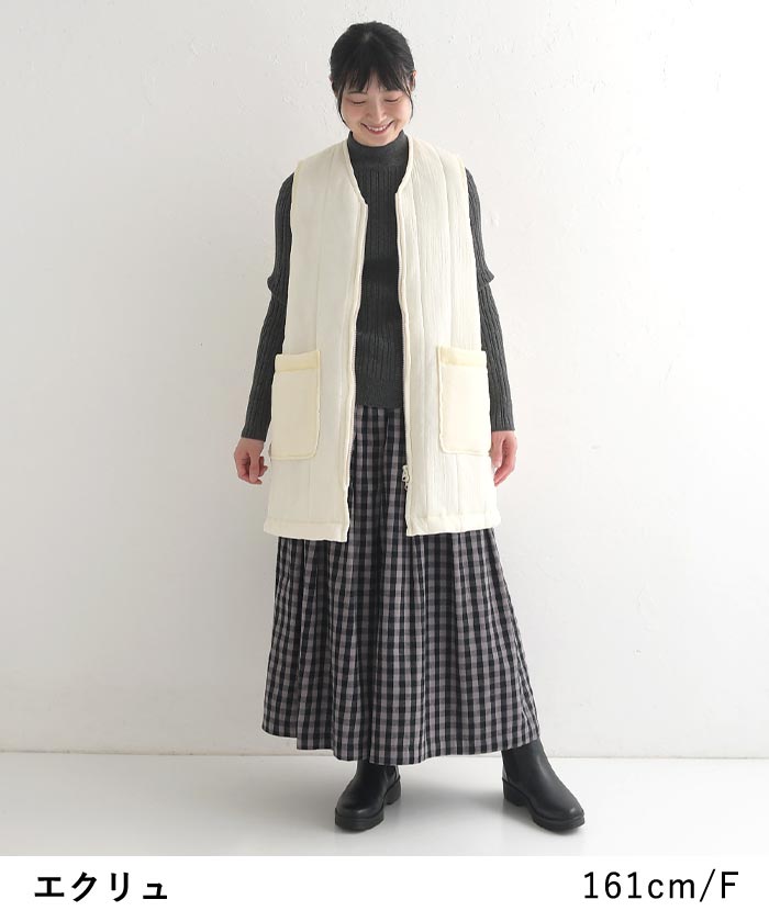 SO キルティング ロングベスト アウター 軽い レディース 中綿 キルト