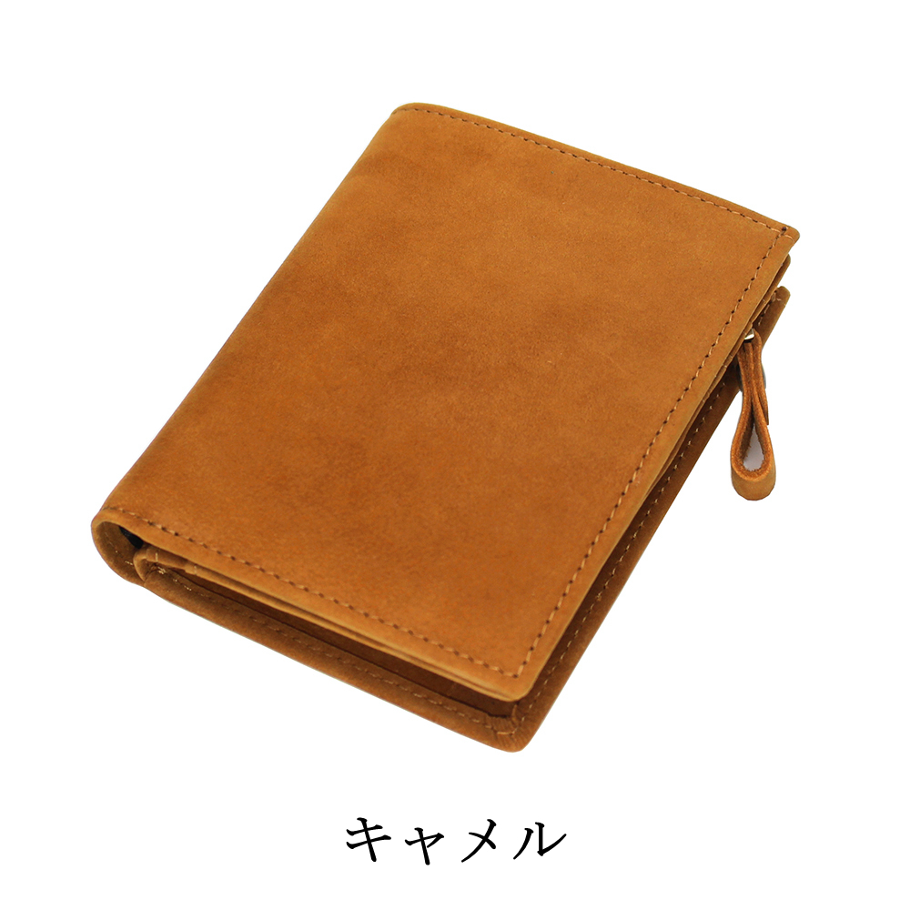 財布 メンズ 二つ折り 日本製 魅革 mikawa 本革 L字ファスナー オイル