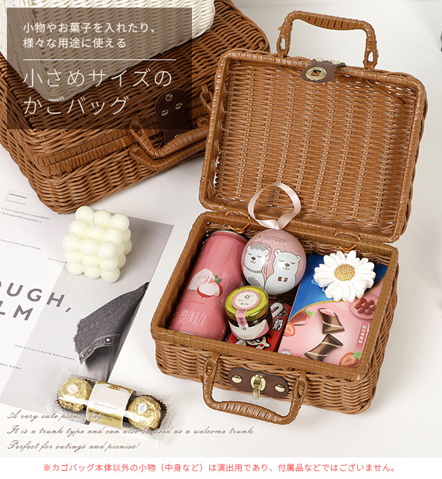 ピクニックバスケット かごバッグ Sサイズ 小さい ミニ トランク 型