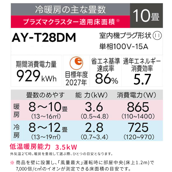 SHARP（シャープ） エアコン 10畳 工事費込み DMシリーズ「AY-T28DM-W