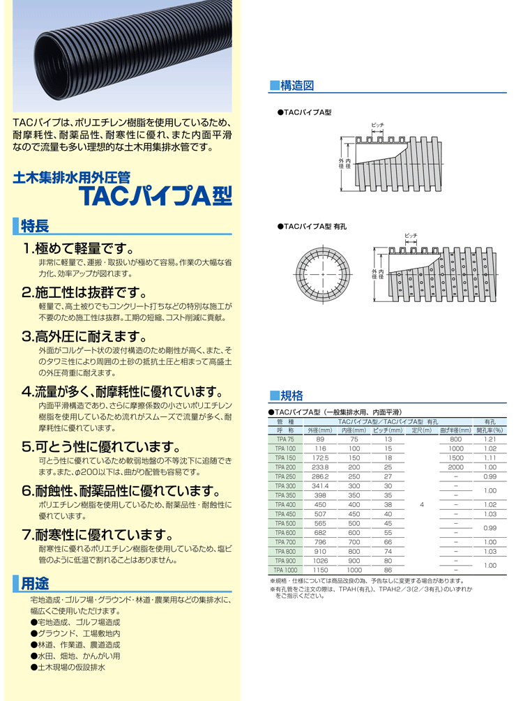 TACパイプA型(有孔管) 直管継手 TPAH100用 東拓工業 : 清水金物.biz