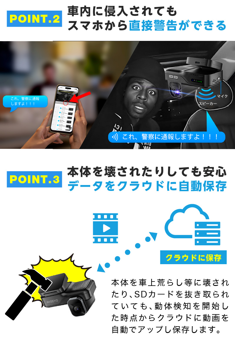 ドライブレコーダー 24時間駐車監視 車両盗難対策 車上荒らし対策