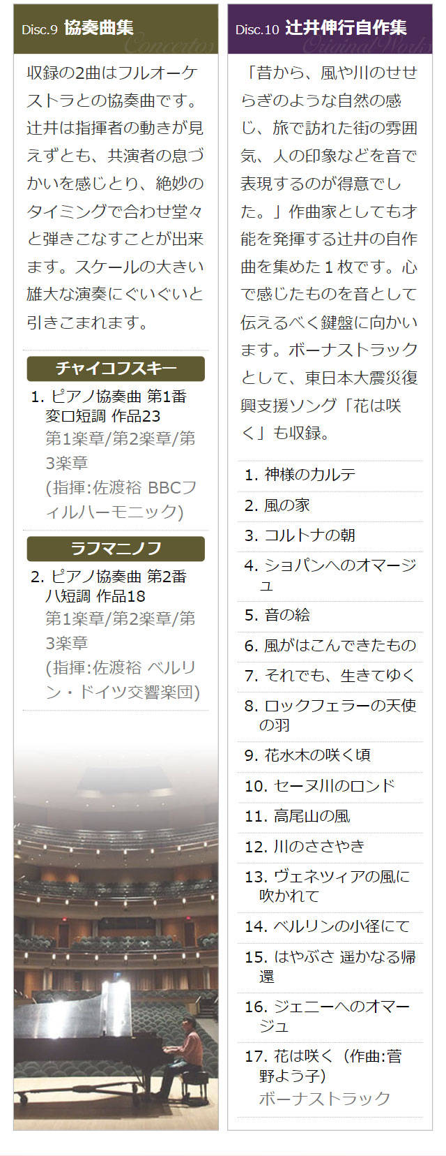 辻井伸行の世界 CD全10巻 ピアノソロだけでなく、オーケストラとの