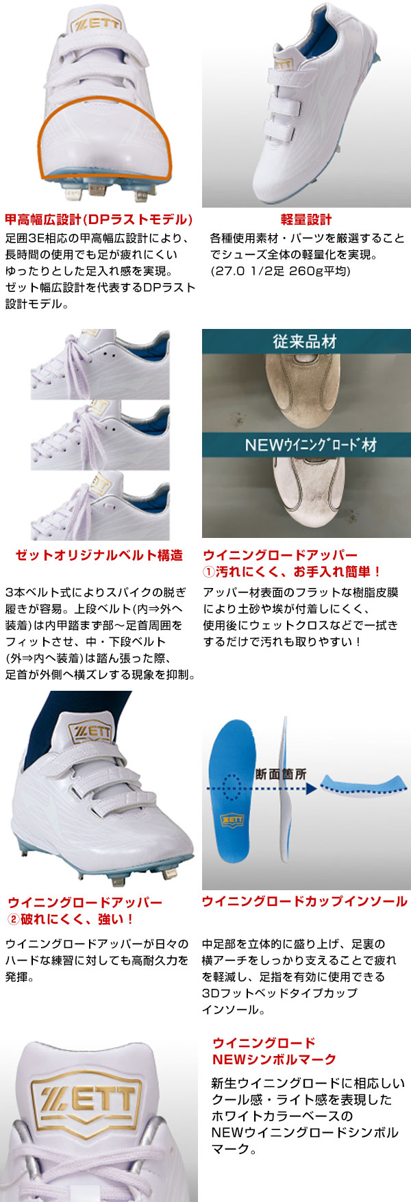 ゼット（ZETT） 交換無料 野球 スパイク 金具 ジュニア 大人 白