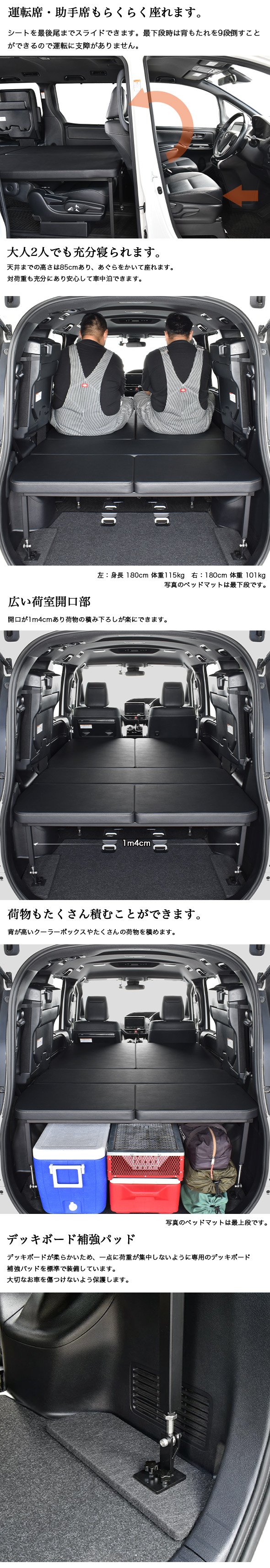 ヴォクシー ベッドキット 80系 7人乗り車専用 マット5分割タイプ m