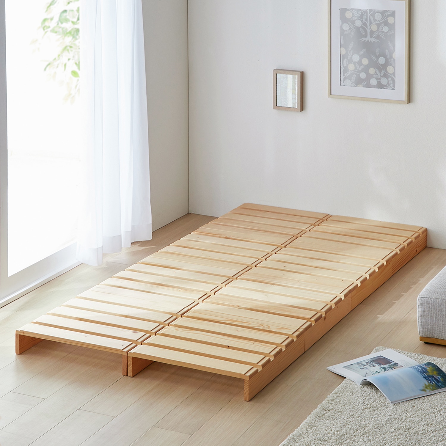ベルメゾン 簡単に組み替えができるパレット風ベッド 2枚セット(床面用