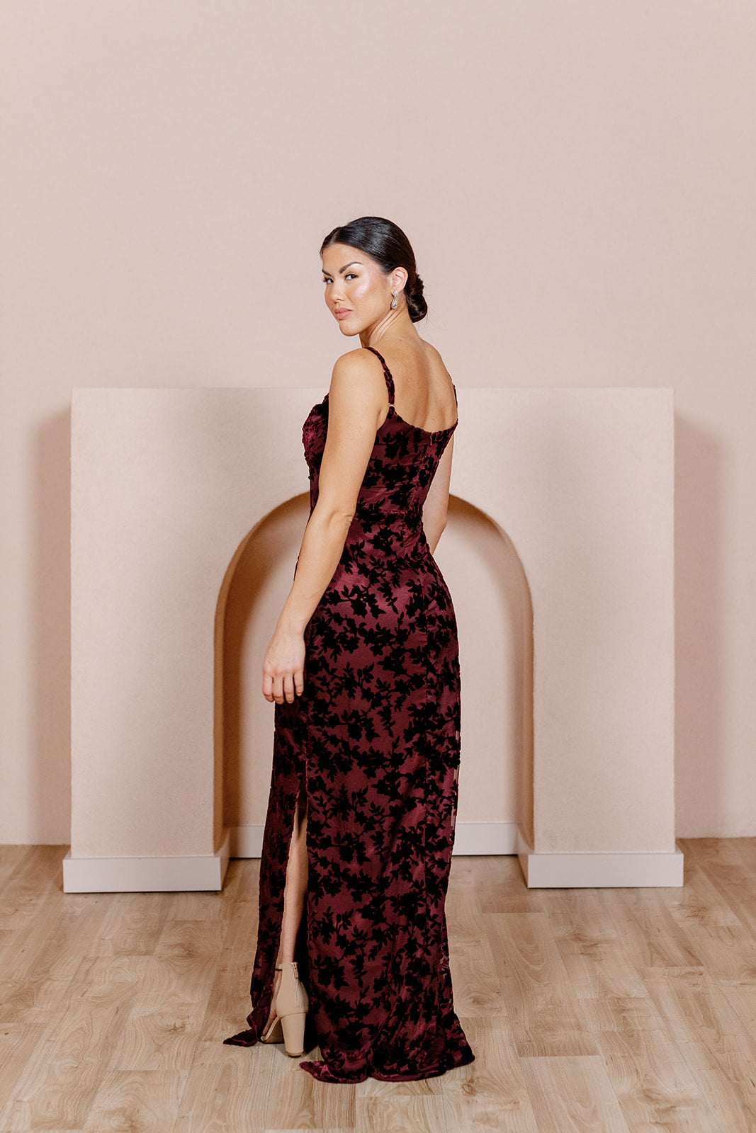 Skye Floral Burnout Velvet Dress