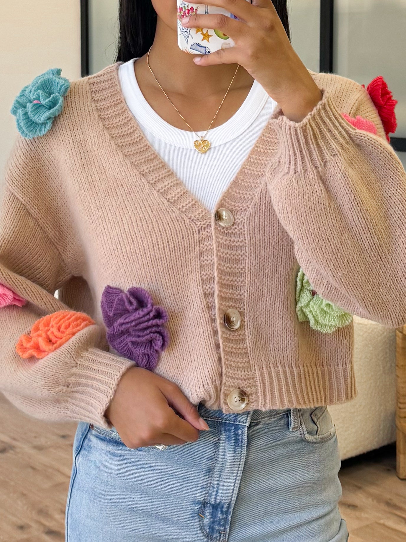 Floral Knit Cardigan | Taupe | +Plus Available | FINAL SALE – Shop