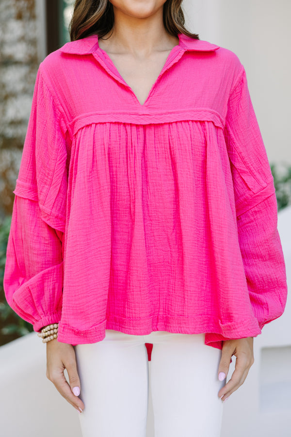 Love Life Fuchsia Pink Babydoll Top – Shop the Mint