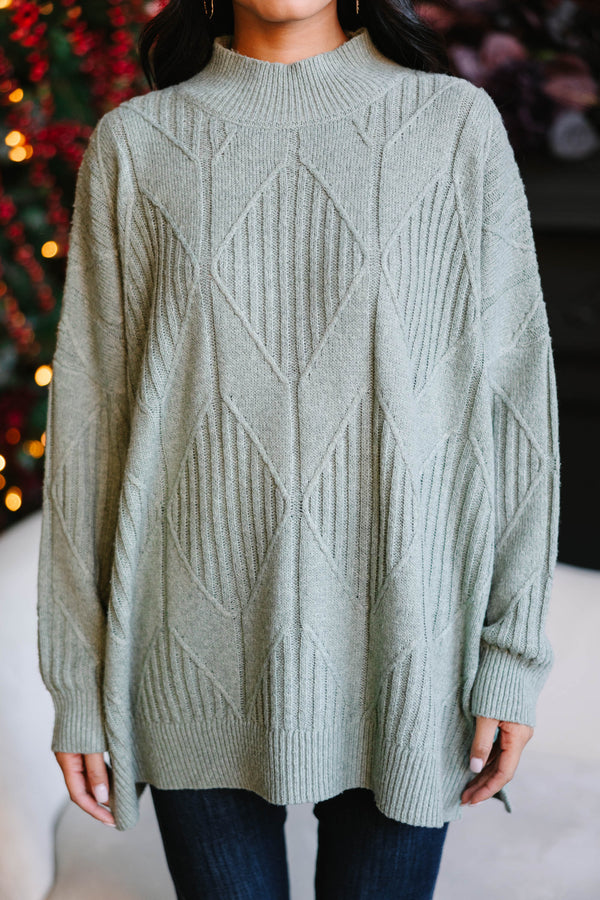 Walk The Walk Light Olive Green Sweater – Shop the Mint