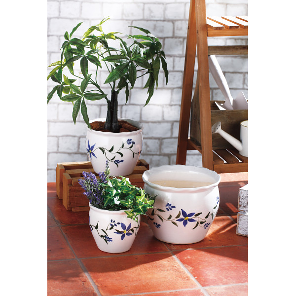 陶器植木鉢3点セット花柄A | シャディギフトモール