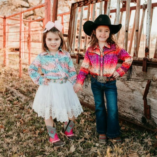 Neon Paisley Fringe Pearl Snap Shirt Toddler (2T-5T) – Shea Baby