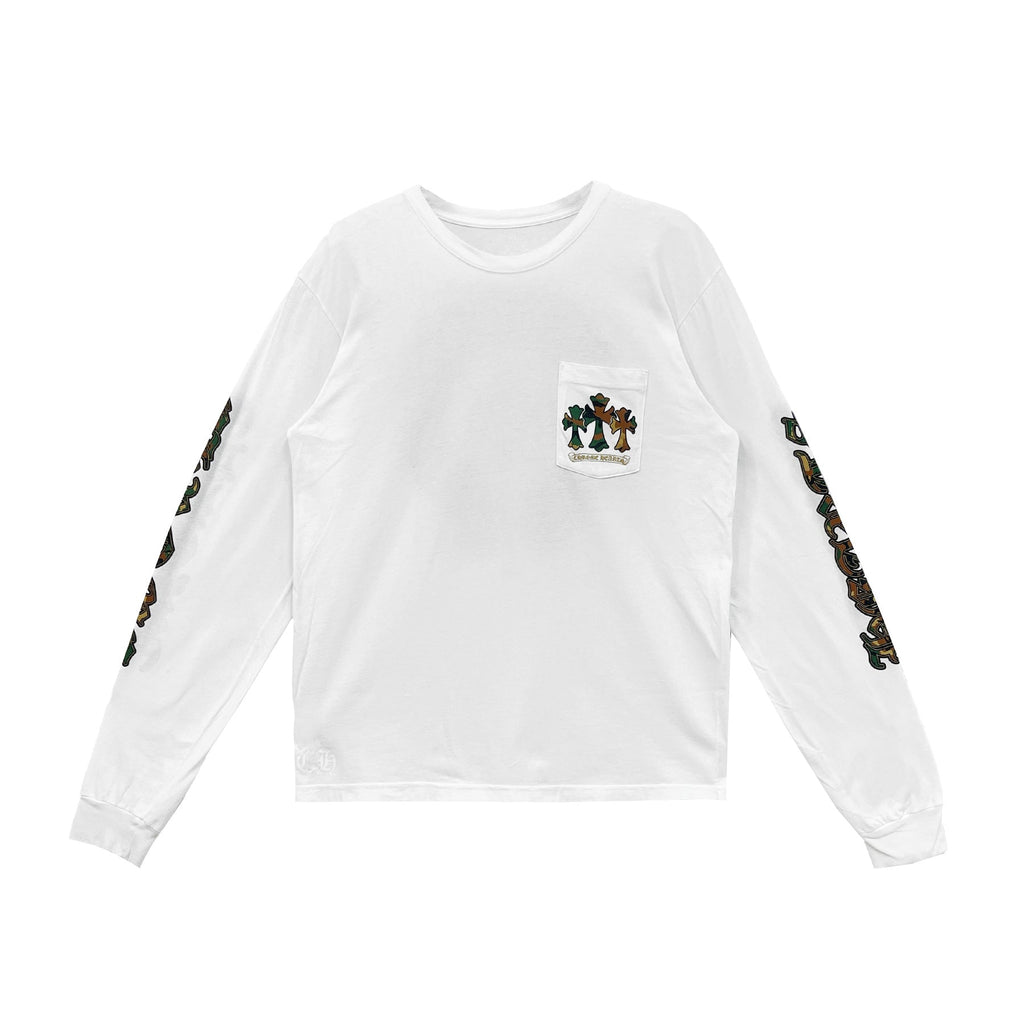 Chrome Hearts White Camo Triple Cross Horseshoe Long Sleeve Shirt