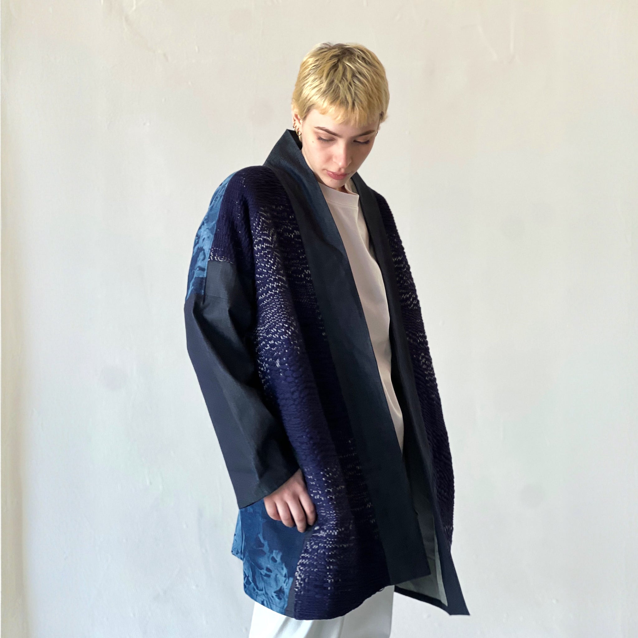 Handwoven Kimono Jacket Haze Indigo – Shino NYC