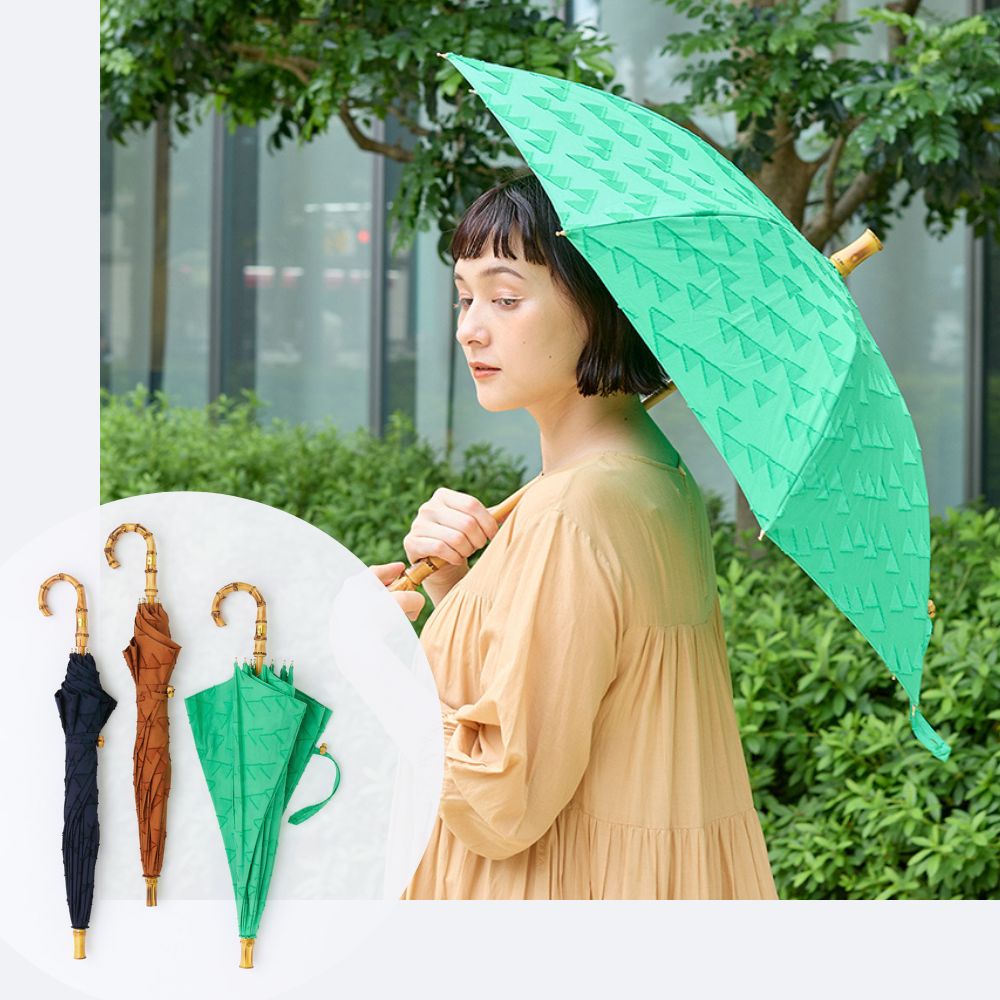 三角模様のジャカード生地で作った晴雨兼用傘 | shesay(志成販売