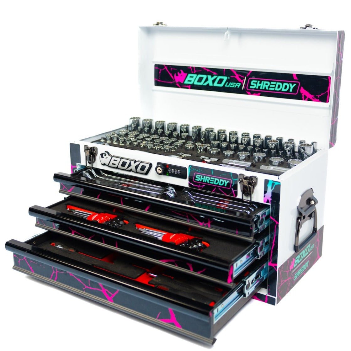 Motobox 3-Drawers | CRACKED ShreddyBox 103-Piece metric Toolbox