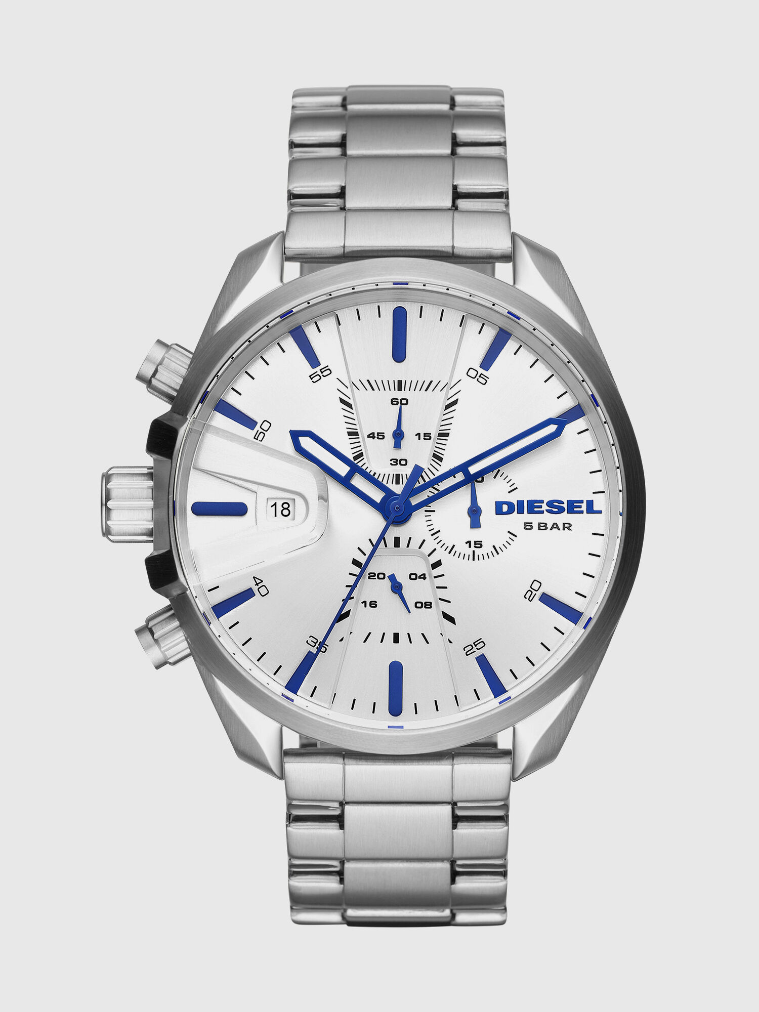DZ4473 Man: Silver-tone watch with steel case, 47 mm | Diesel